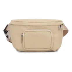 Beige hofte taske med præget mønster
