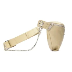 Beige læder hofte taske