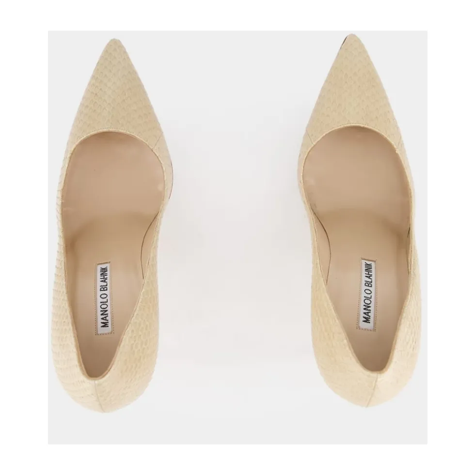 Beige Slange Spidse Tå Pumps