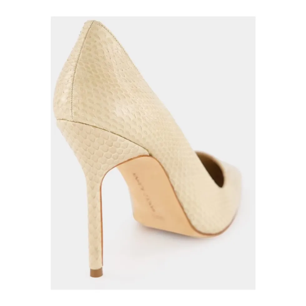 Beige Slange Spidse Tå Pumps