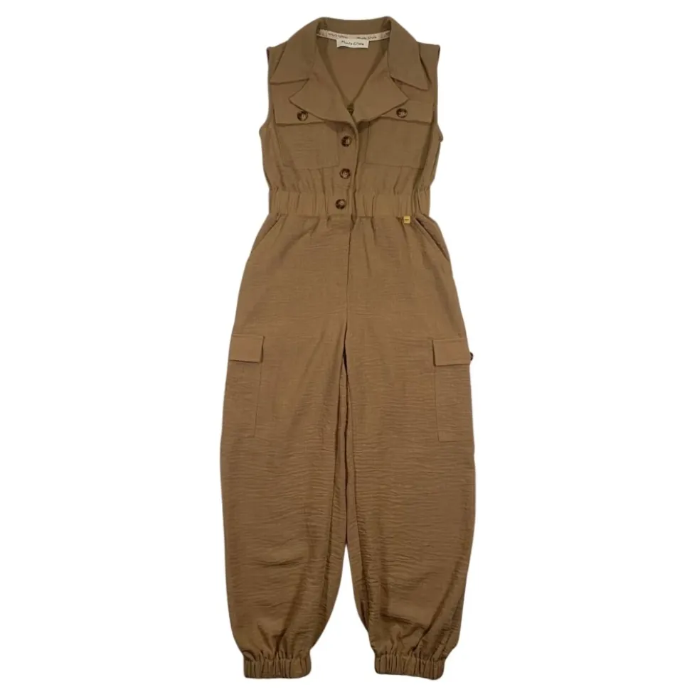 Beige tracksuit med krave og lynlås