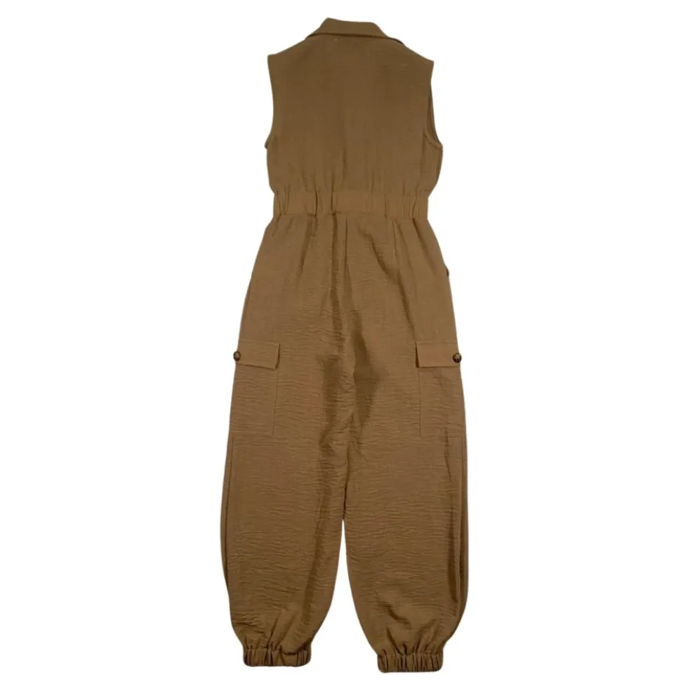 Beige tracksuit med krave og lynlås