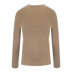 Beige V-Neck Ribbed Cardigan