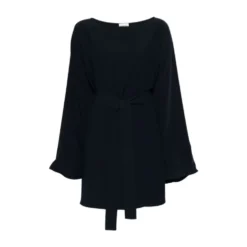 Belted Waist Langærmet Bådudskæring Kjole