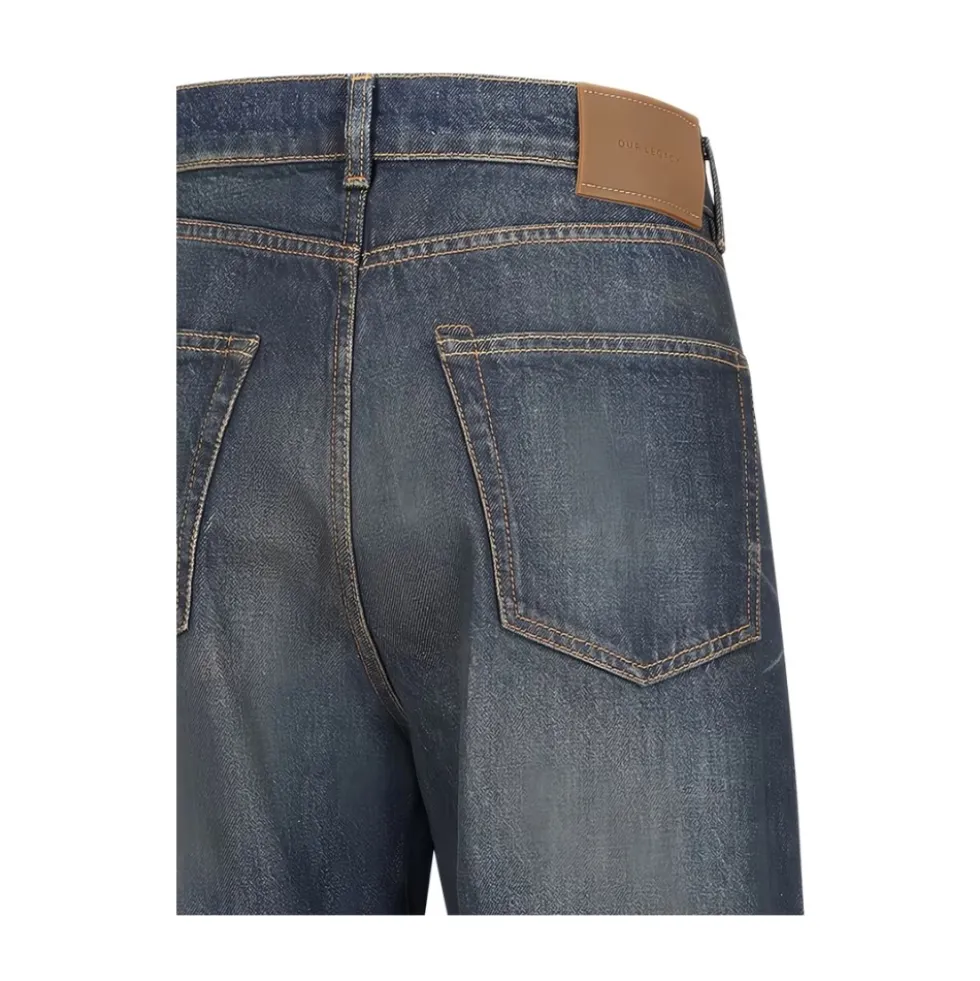 Blå Bomuld Faded Wash Jeans Knap Fly