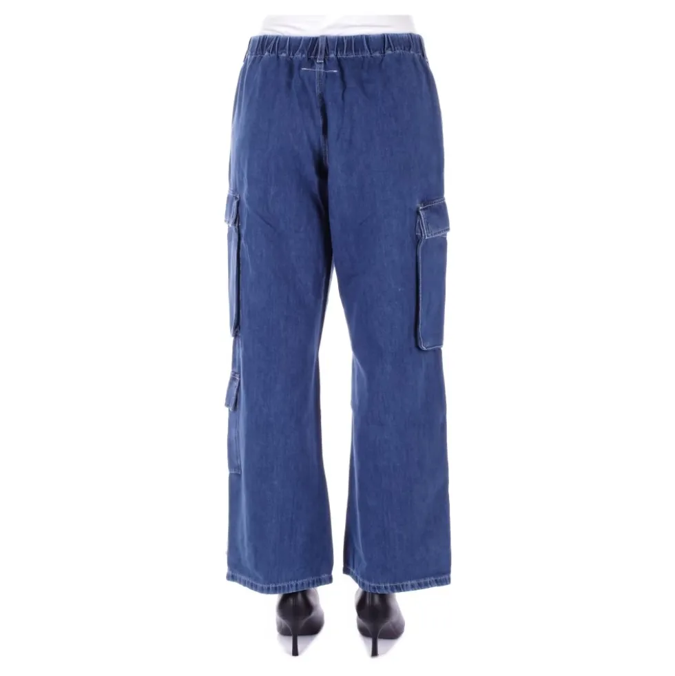 Blå lynlås jeans med lommer