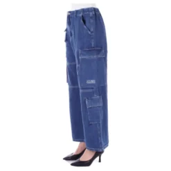 Blå lynlås jeans med lommer