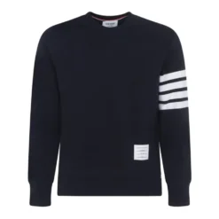 Blå Sweater med 4-Bar Stribe