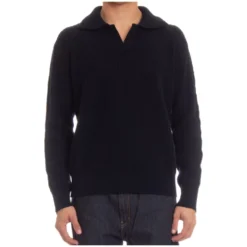 Blå Sweater med Unik Frontdetalje