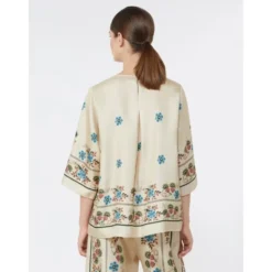 Blusa de sarga de seda estampada