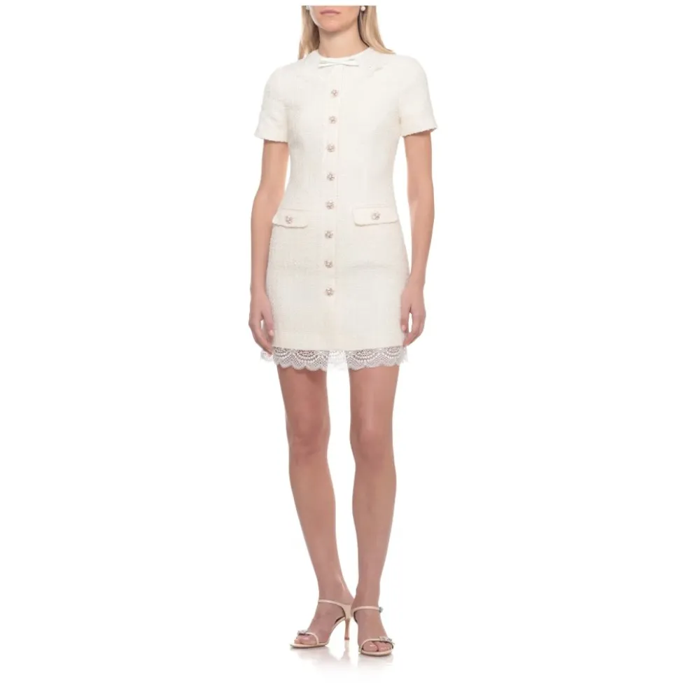 Bouclé blondekant mini kjole