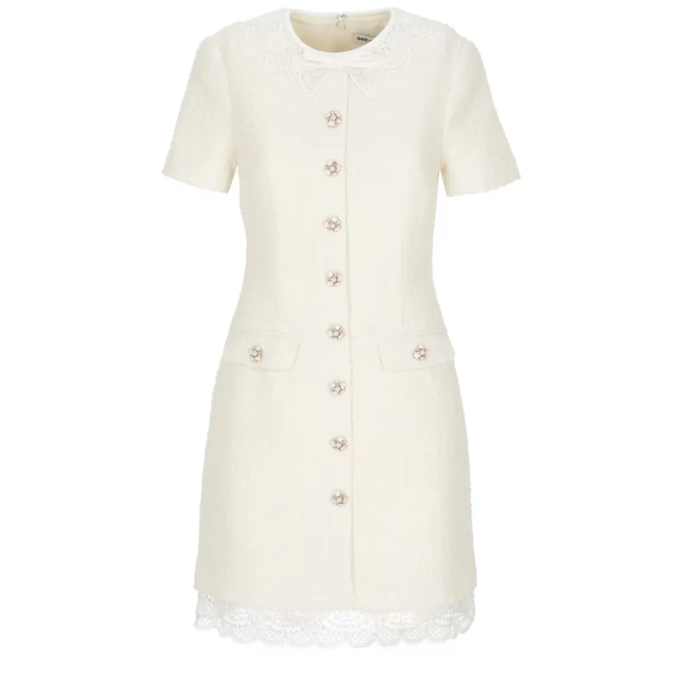 Bouclé blondekant mini kjole