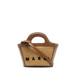 Broderet Logo Raffia Håndtaske