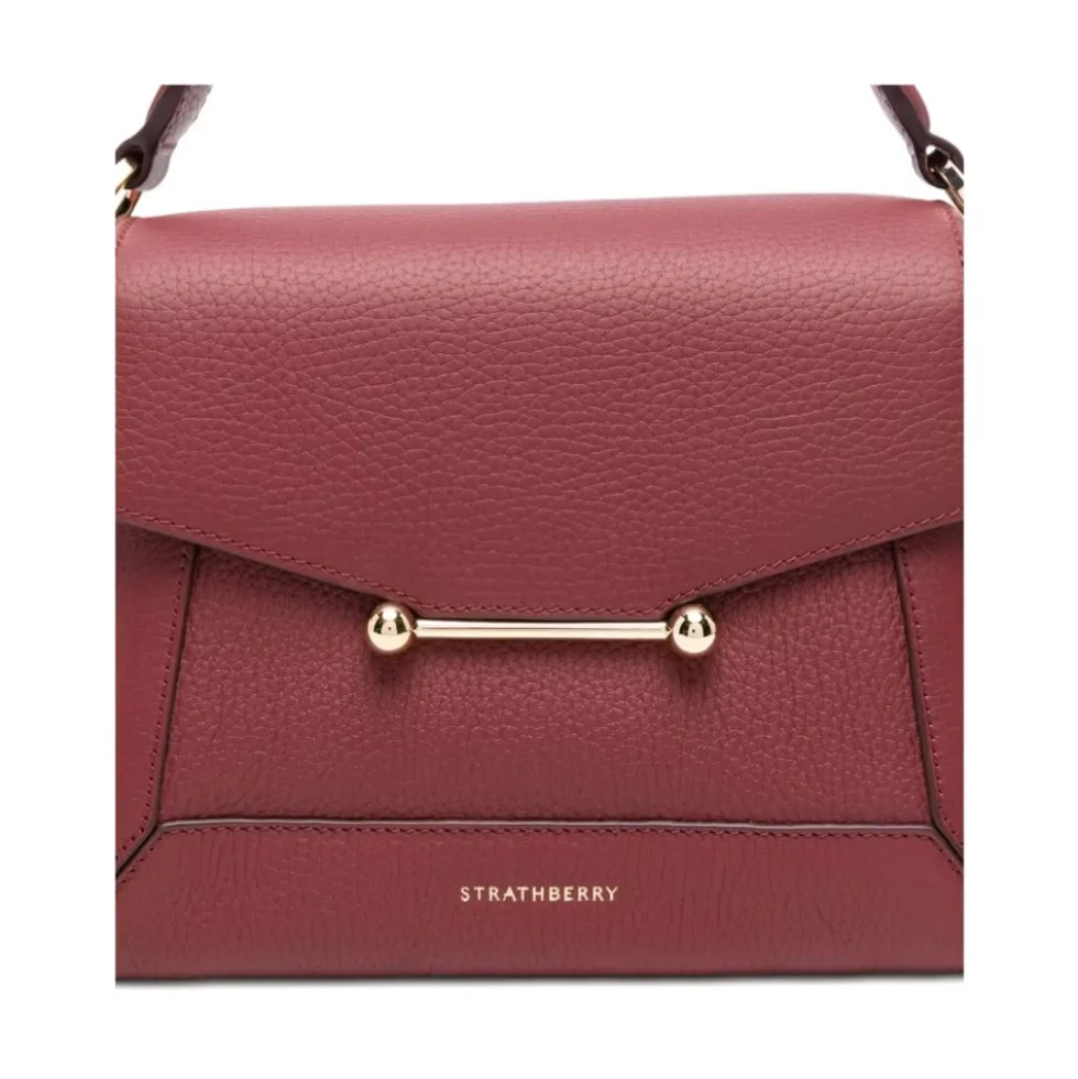 Burgundy Læder Top Håndtaske