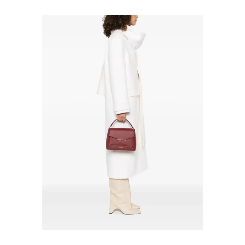 Burgundy Læder Top Håndtaske