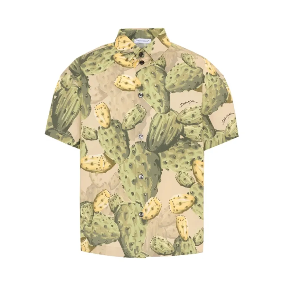 Cactus-print Poplin Skjorte