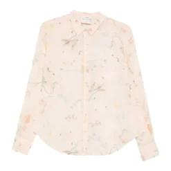 Camicia regular i voile af bomuld og silke med Deliverance-print