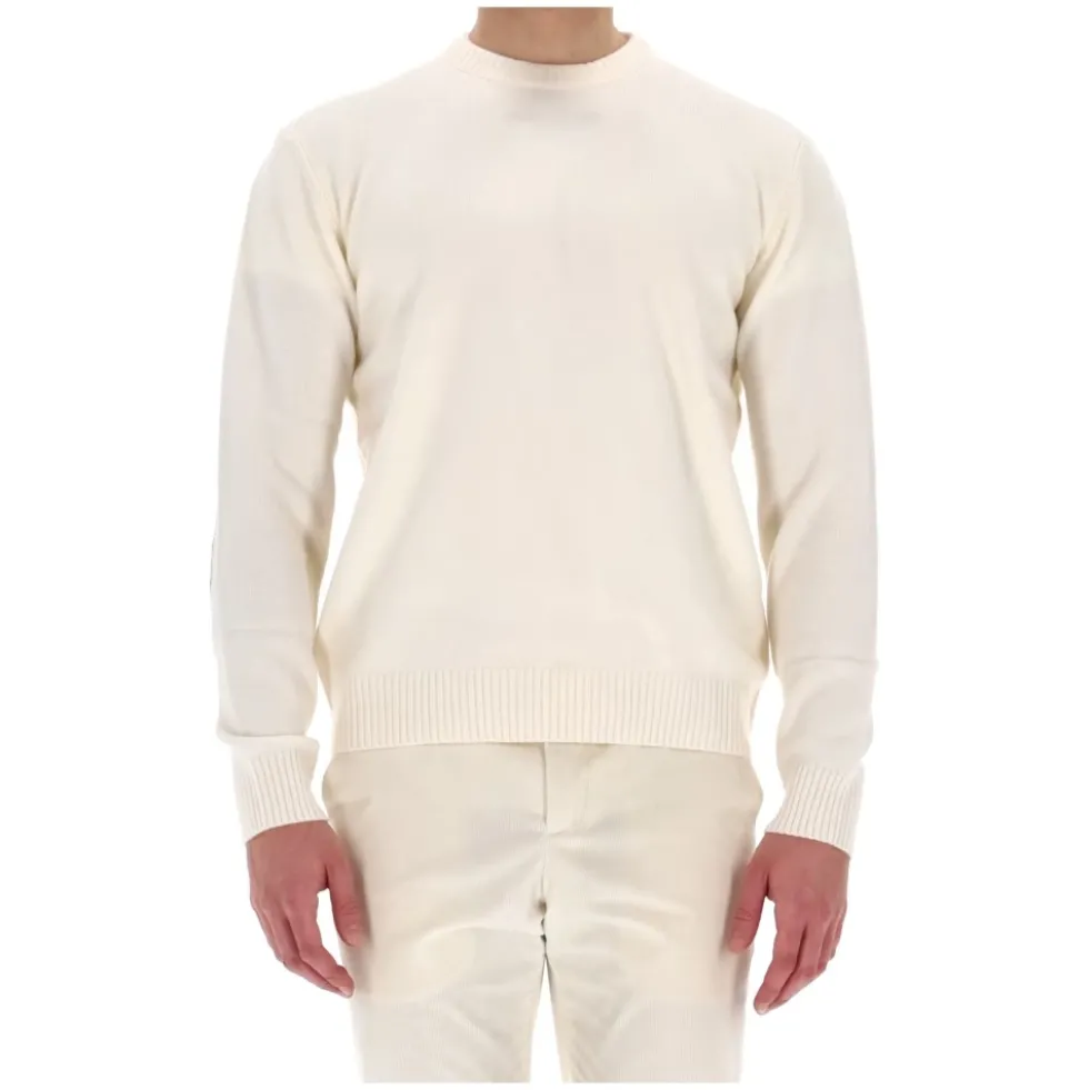 Cashmere Crewneck Sweater med ruskindslap