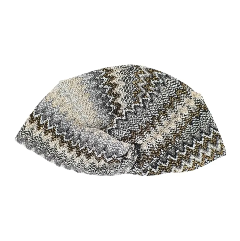 Chevron Strikket Viskose Turban med Frynser