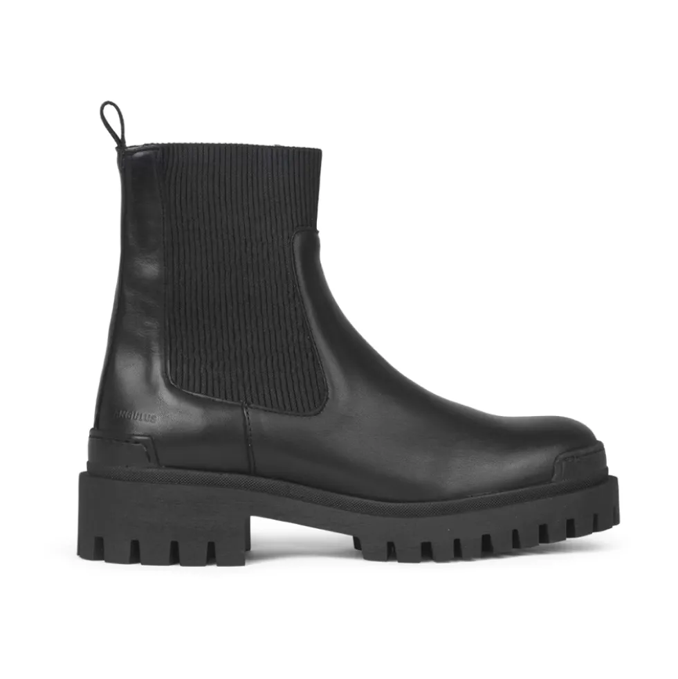 Chunky Chelsea Boot i Sort Læder