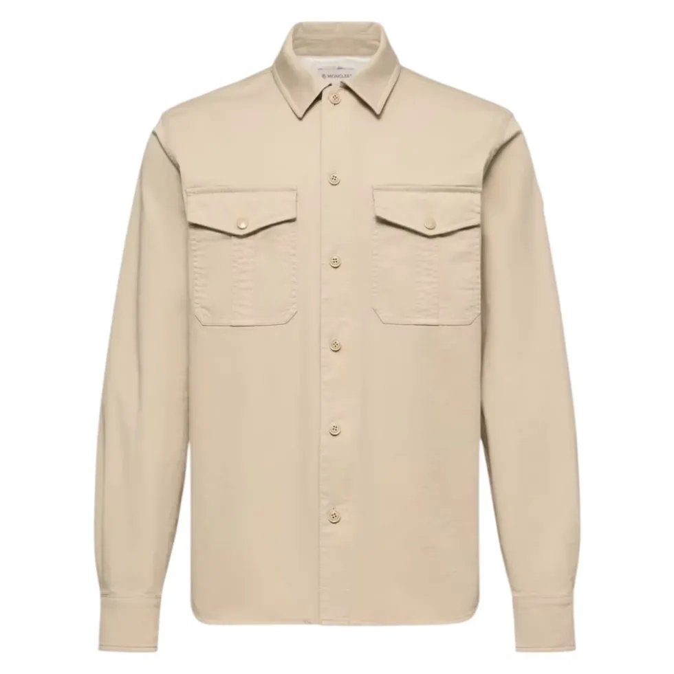 Cotton Blend Gabardine Langærmet Skjorte