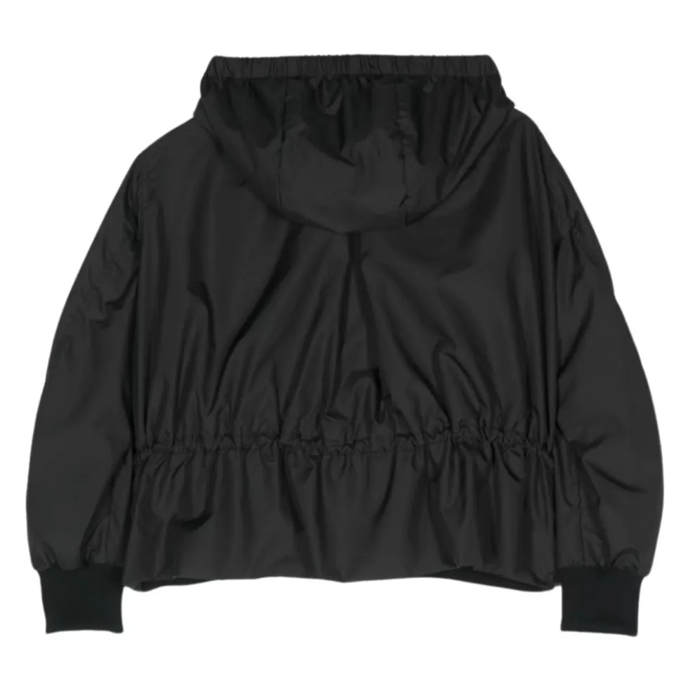 Cropped Jakke med Logo Applikation