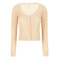 Cropped Pointelle Strik Cardigan
