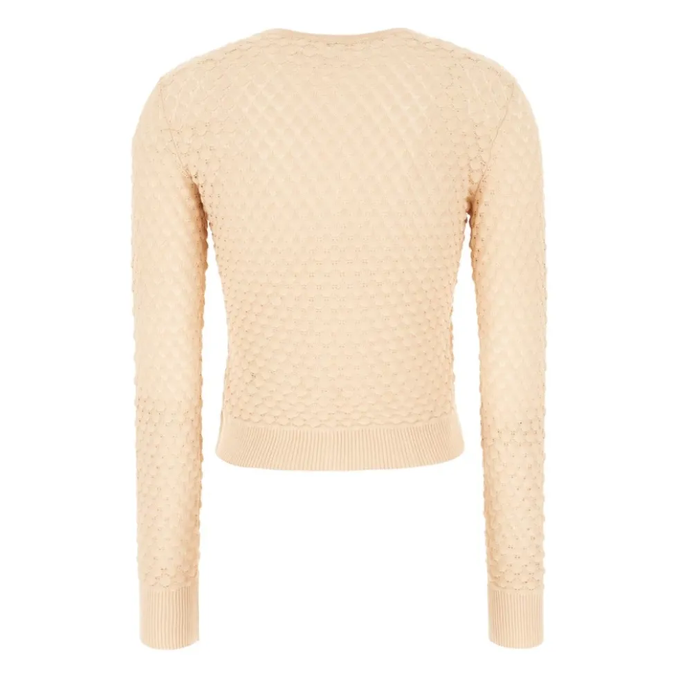 Cropped Pointelle Strik Cardigan