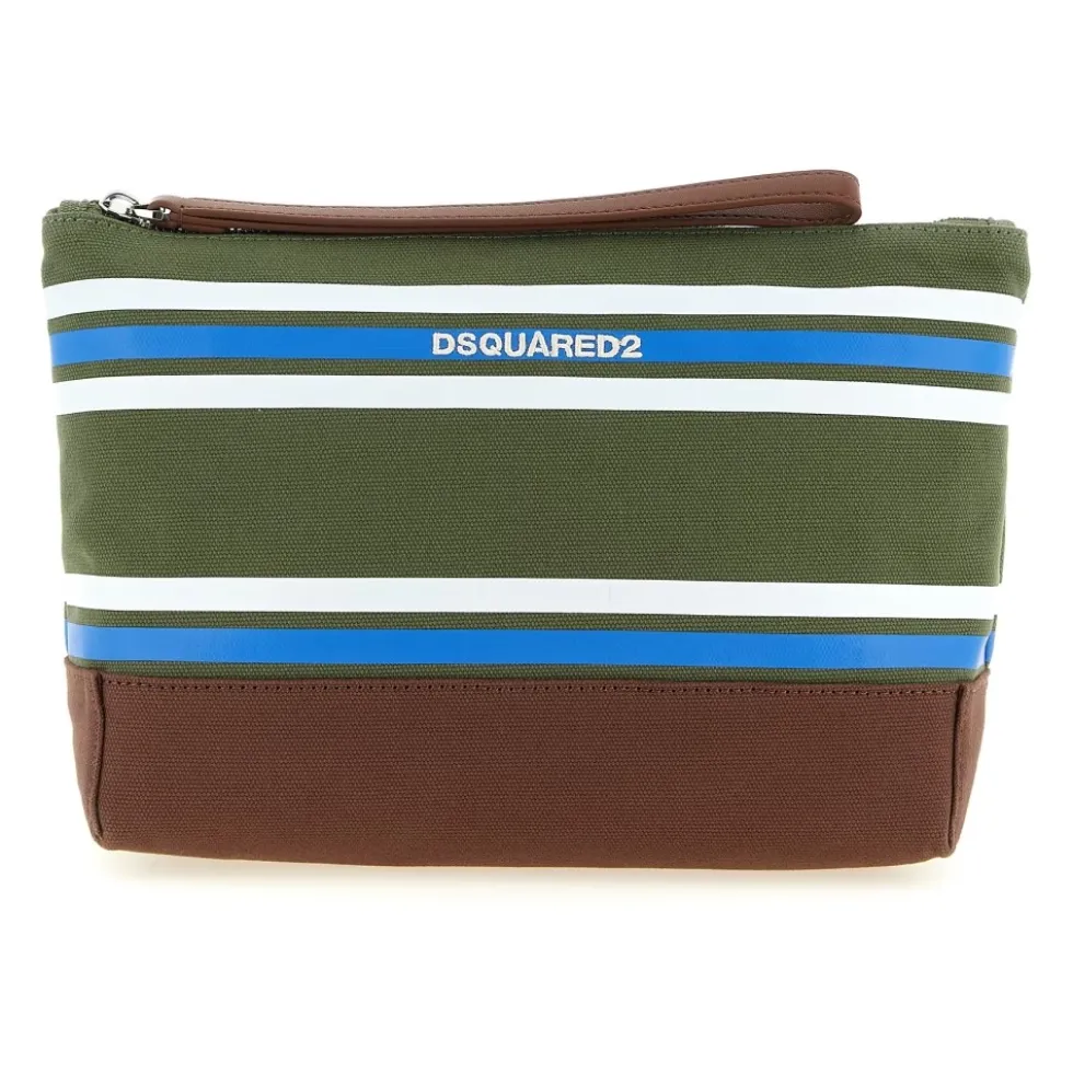 D2 College Stribet Beauty Case i Bomuldscanvas