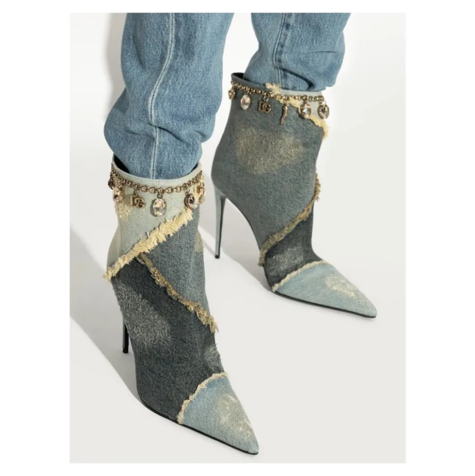 Denim ankelstøvler med hæle