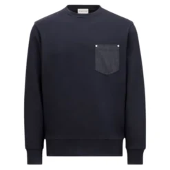 Denim Brystlomme Bomuldssweatshirt