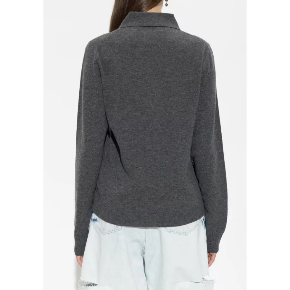 Draperet krave uld polo sweater