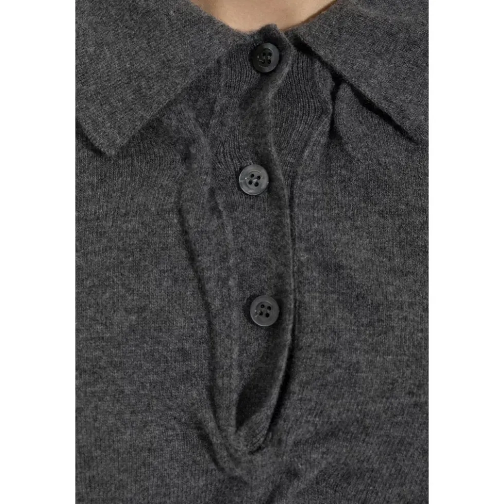 Draperet krave uld polo sweater