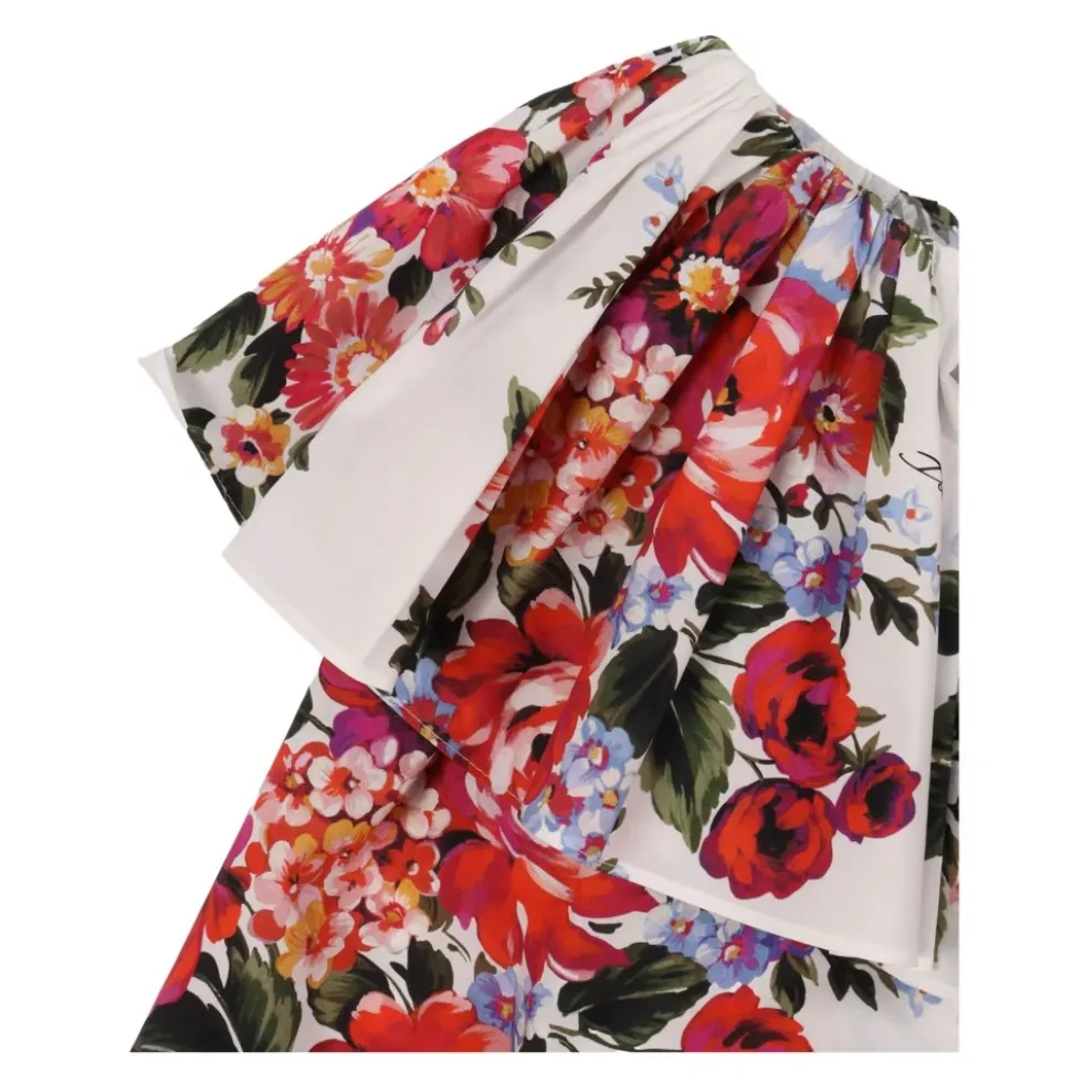 Flower Bouquet-Print Poplin Top