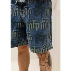 Fraktur Printet Denim Skjorte