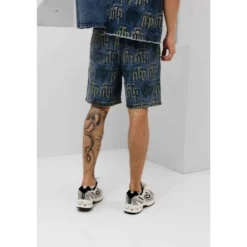 Fraktur Printet Denim Skjorte