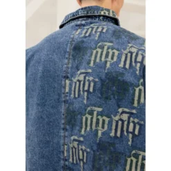 Fraktur Printet Denim Skjorte