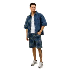 Fraktur Printet Denim Skjorte