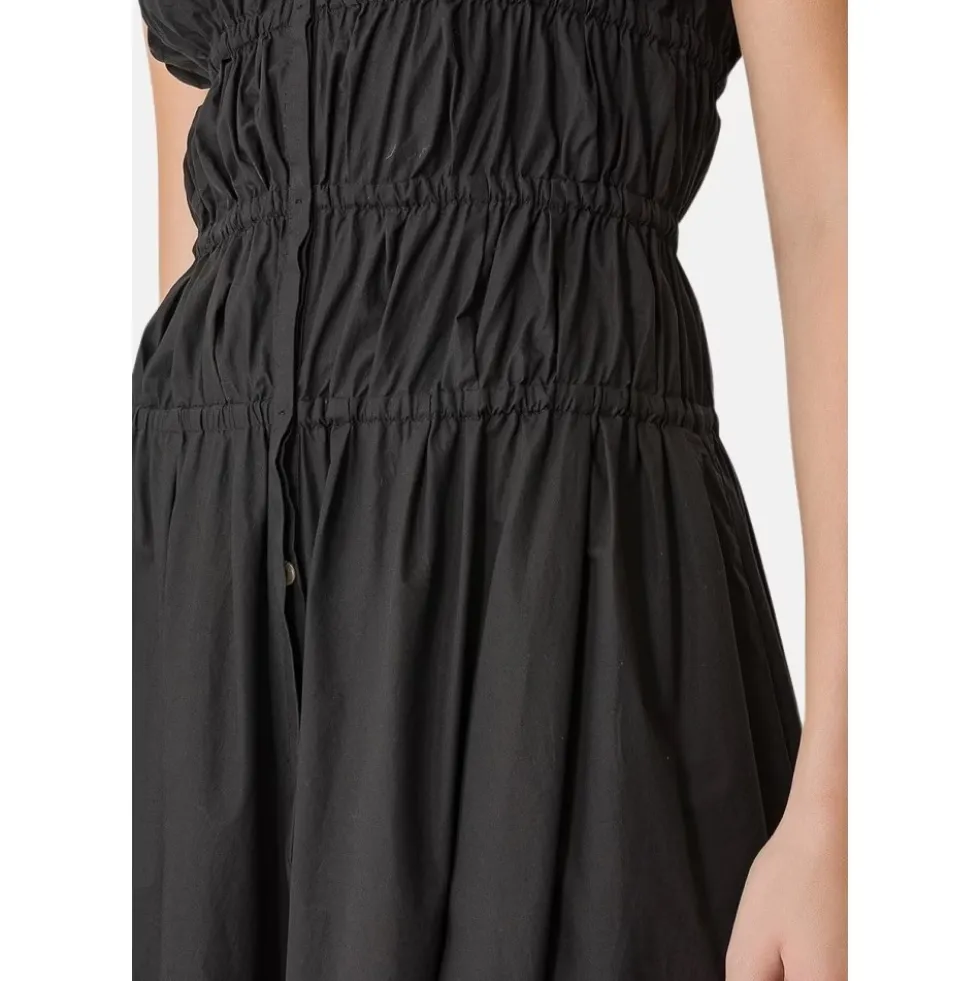 Front Buttoned Strapless Midi Kjole