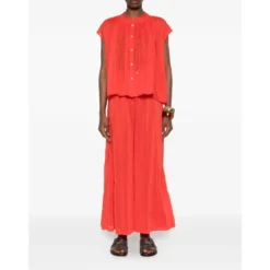 Front-button Gathered Blouse