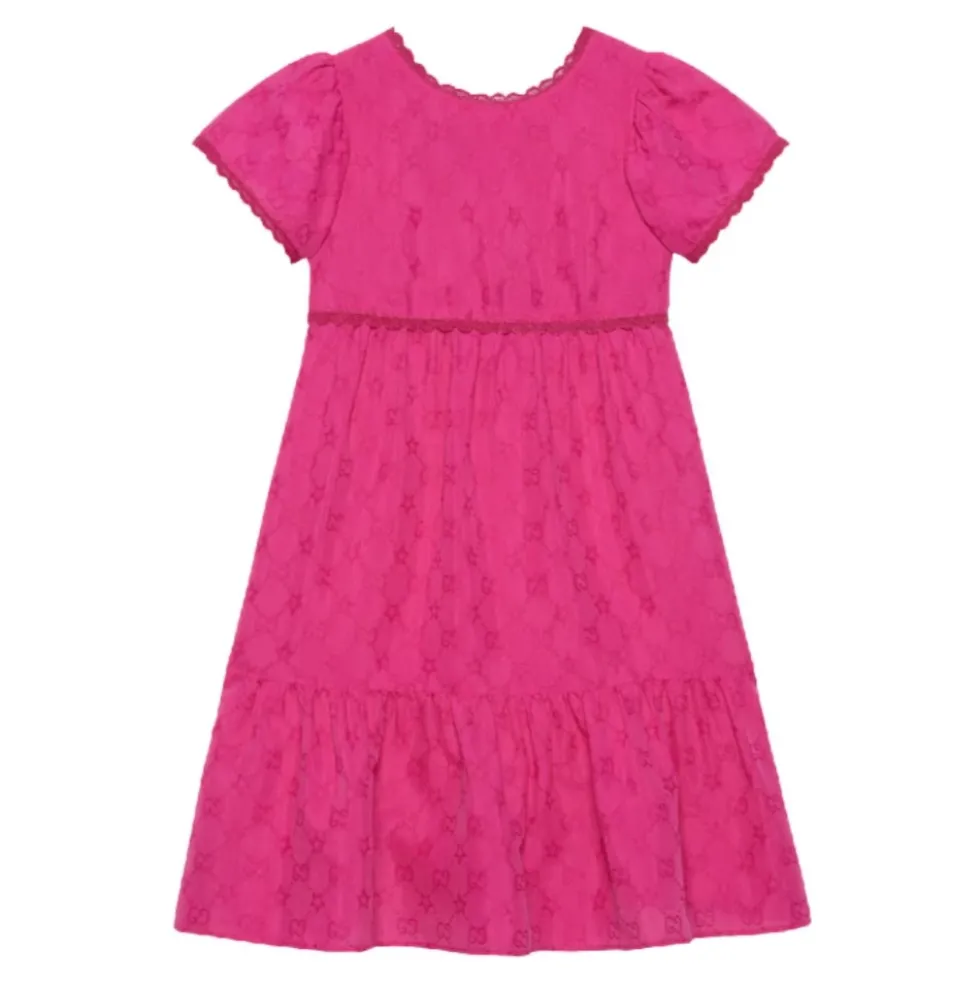 Fuchsia Star Broderet Kjole