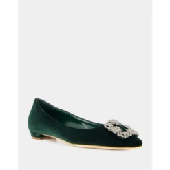 Grøn Velvet Krystal Flade