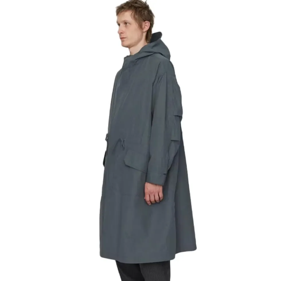 Grå Parka Stil Frakke med Hætte
