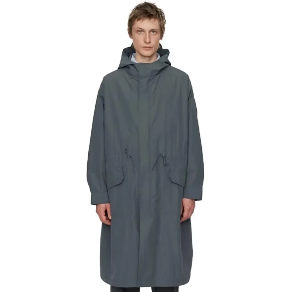 Grå Parka Stil Frakke med Hætte