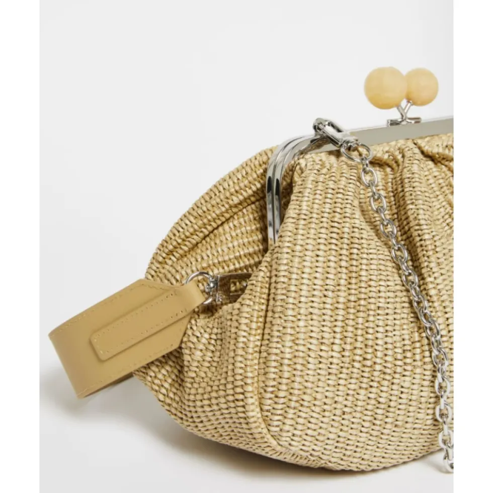 Gylden Raffia-effekt Skuldertaske