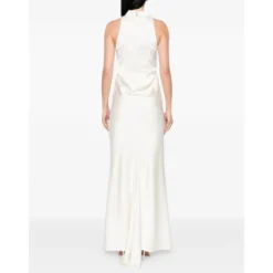 High-neck Satin Dress