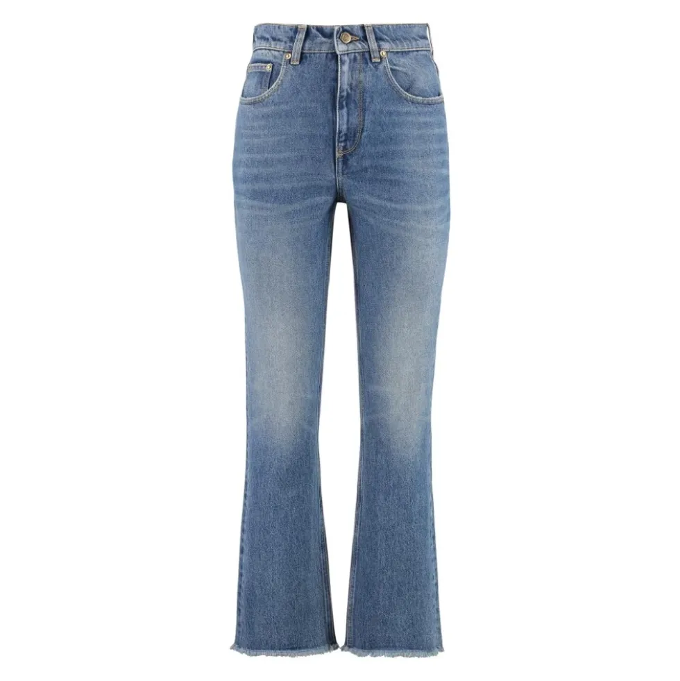 Højtaljede flared jeans med broderet logo