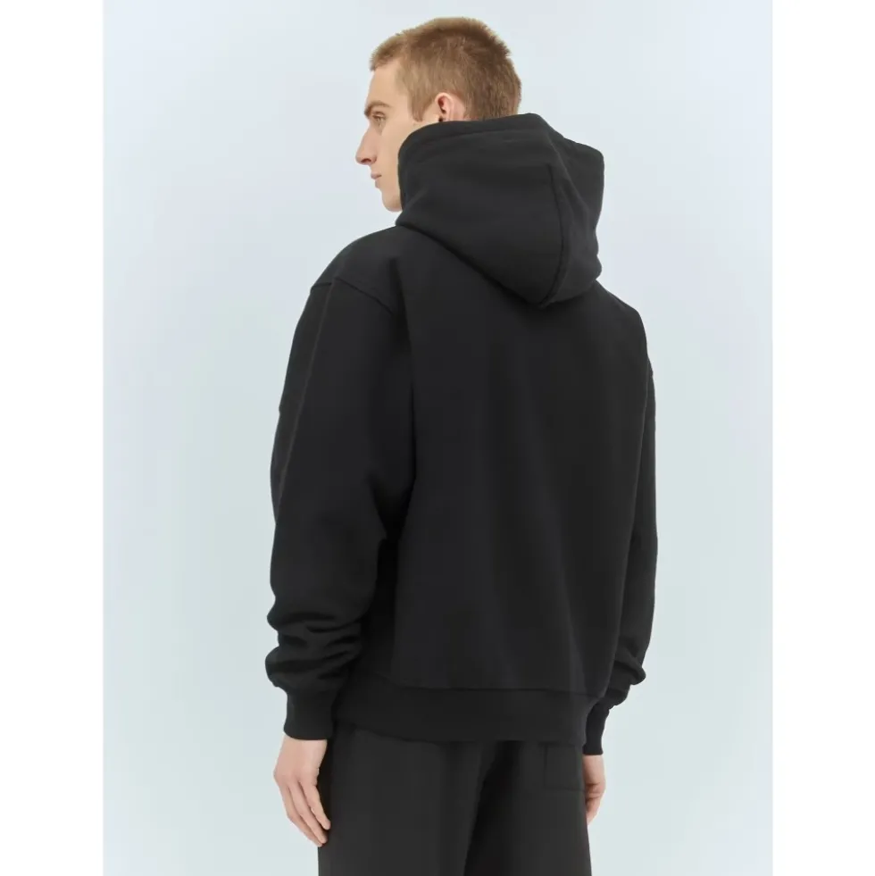 Hoodie med logoapplikation