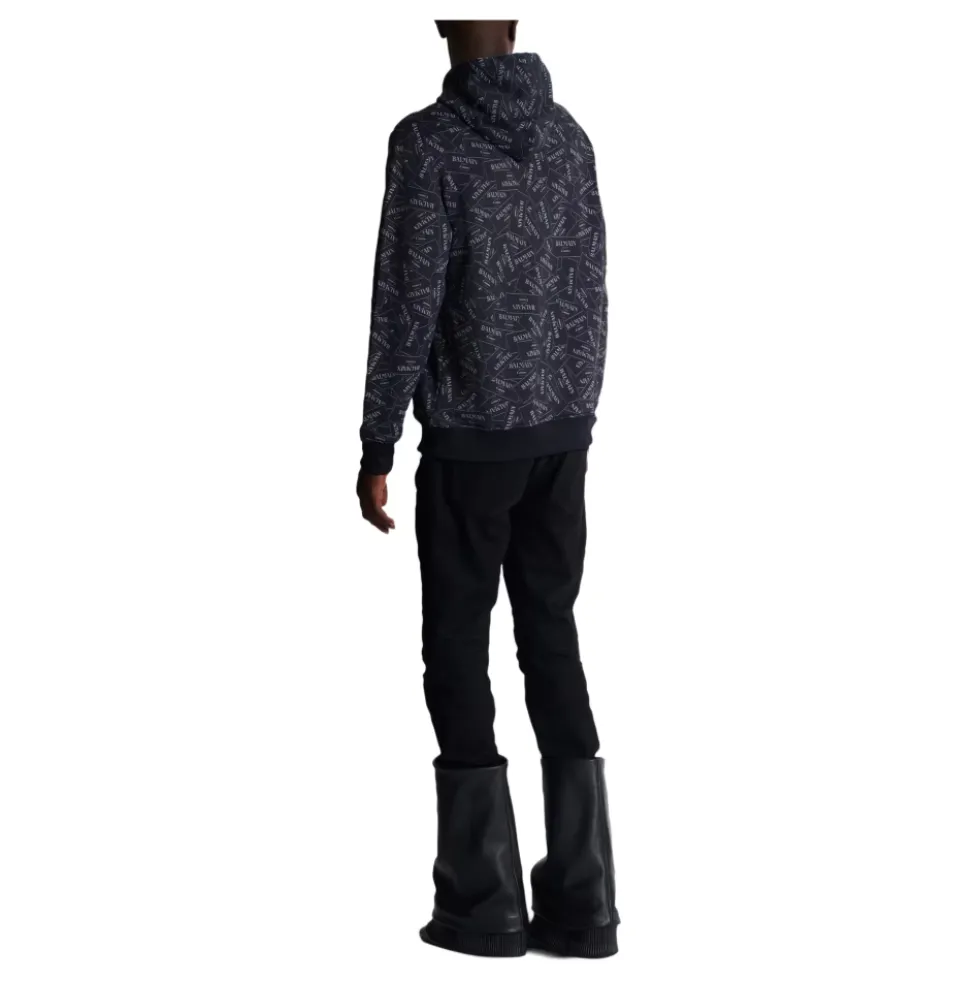 Hættetrøje med allover label print