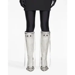 Hvide Cagole Point-Toe Stiletto Støvler